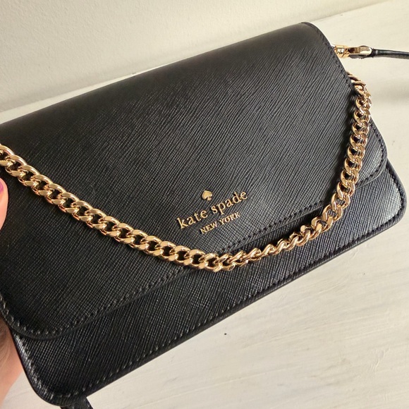 kate spade Handbags - kate spade Black Leather Crossbody with Gold Chain